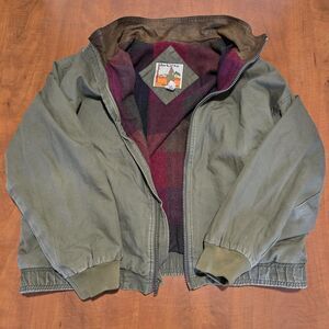 William Barry Vintage 70s Jackaroo Plaid Blanket Lined Zip Pocket Bomber XL